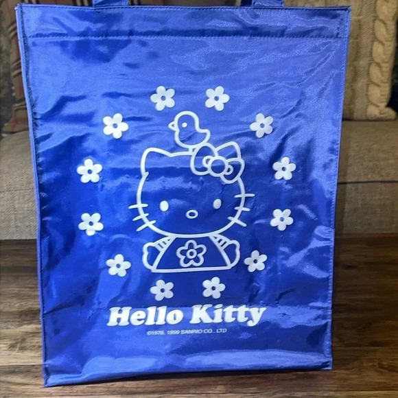 VTG 1999 hello kitty sanrio co. smiles ltd blue nylon tote handbag - Picture 1 of 16